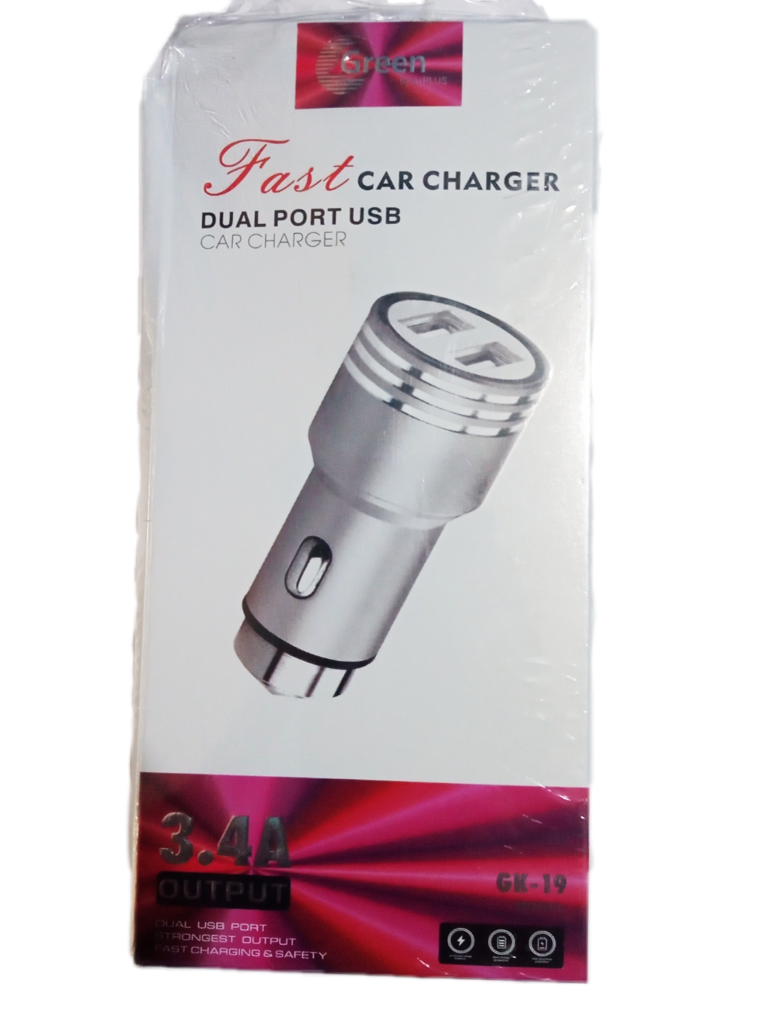 Green Fast Dual Port USB Car Charger High-Speed Charging Adapter