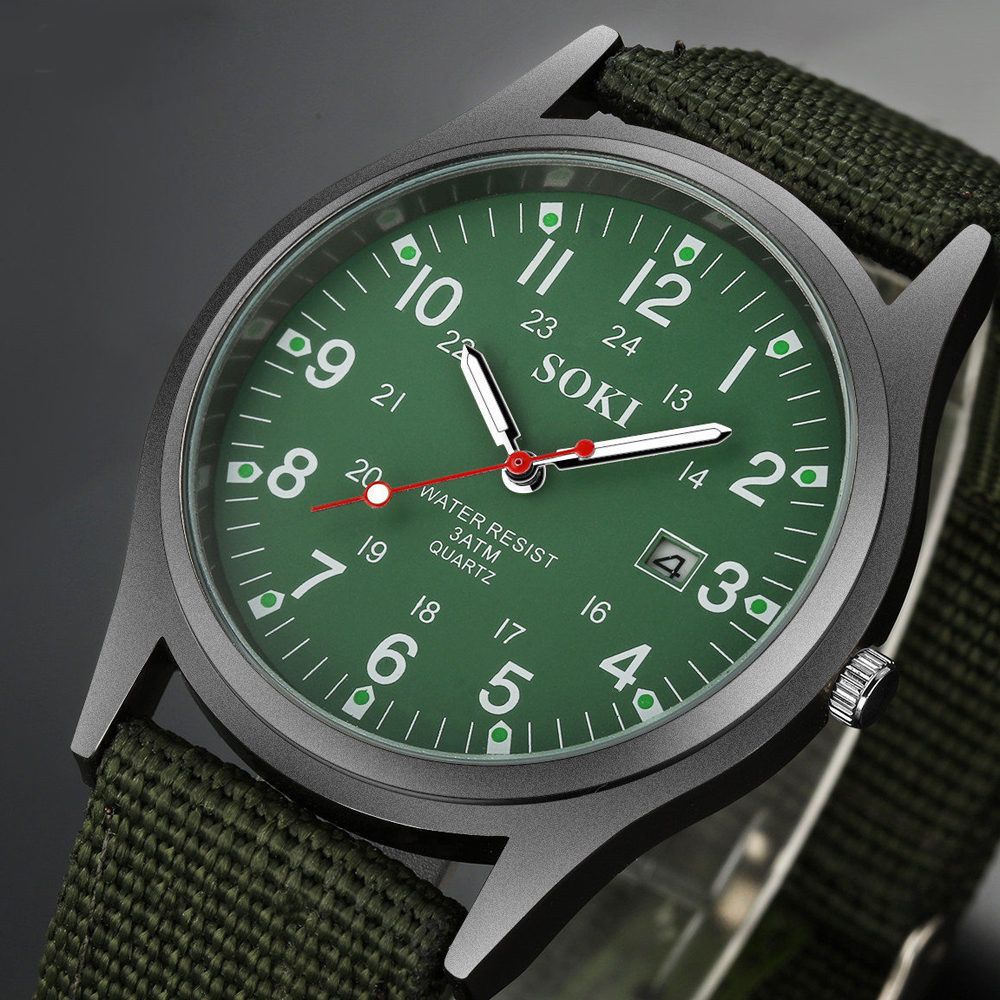 Canvas Fashion Stainless Steel Quartz Men's Wrist Watch Sport