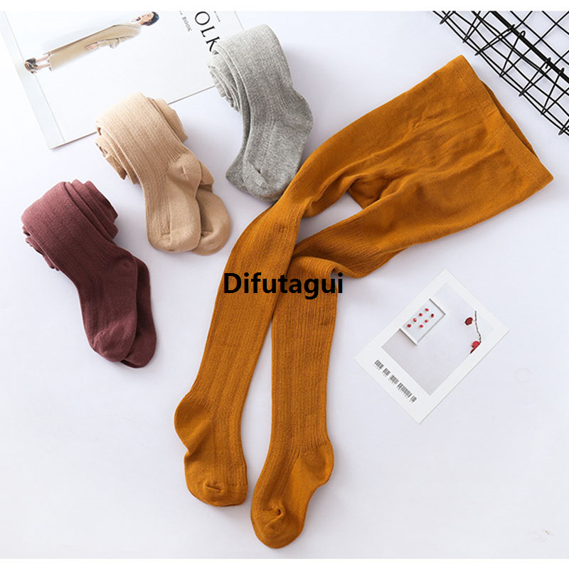 Difutagui Autumn Winter Baby Tights Hot Baby Toddler Kid Girl Ribbed Portable Stockings Cotton Warm Pantyhose Solid Candy Color Tight