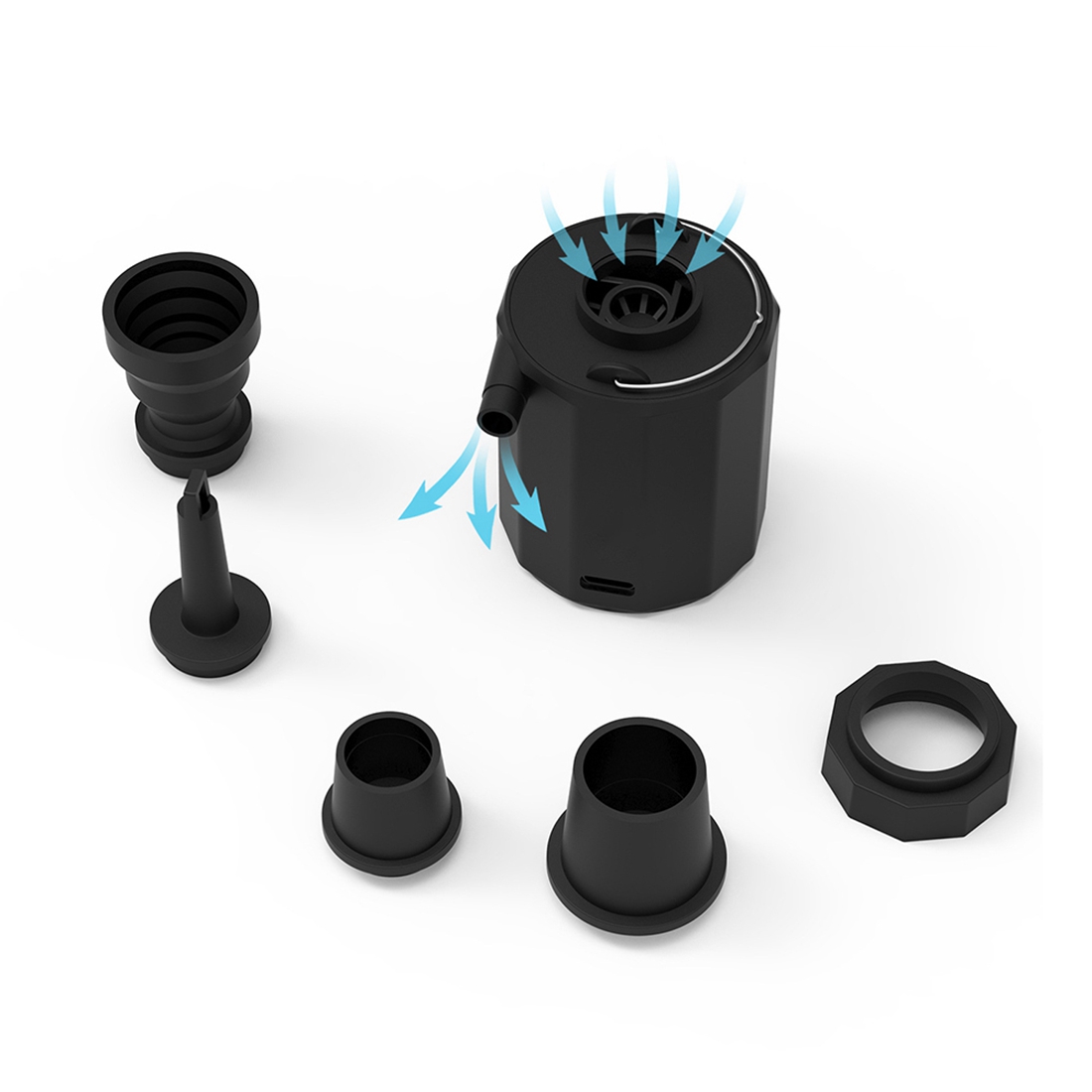 NAMUNY Portable Wireless Air Pump Kits Electric Rechargeable Ultralight Inflator Inflate for Sleeping Pad Camping Mattres Black