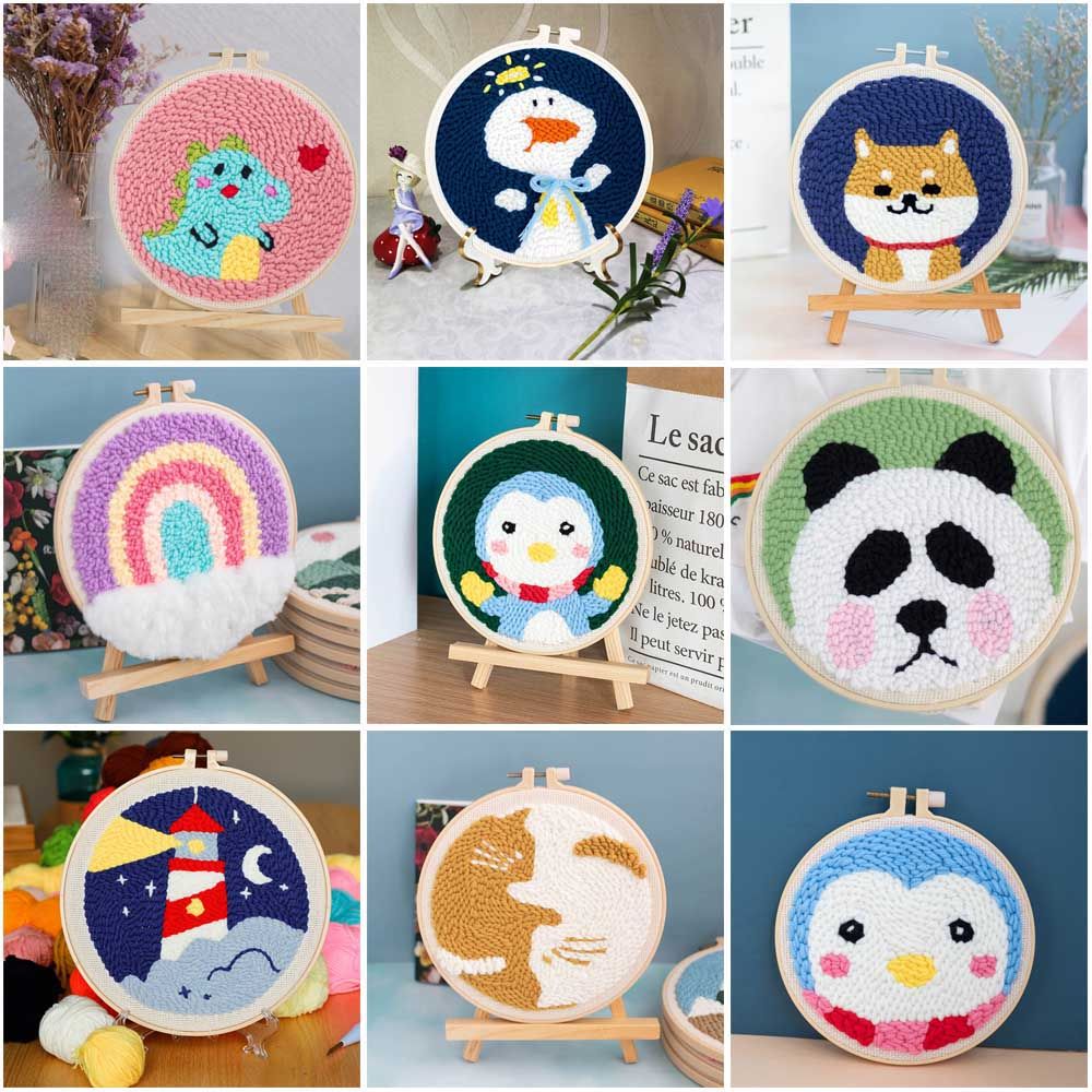 Handmade For Beginners Needle Thread Ornament DIY Crafts Embroidery Sets Needle Punch Cross Stitch Kit Embroidery Hoop