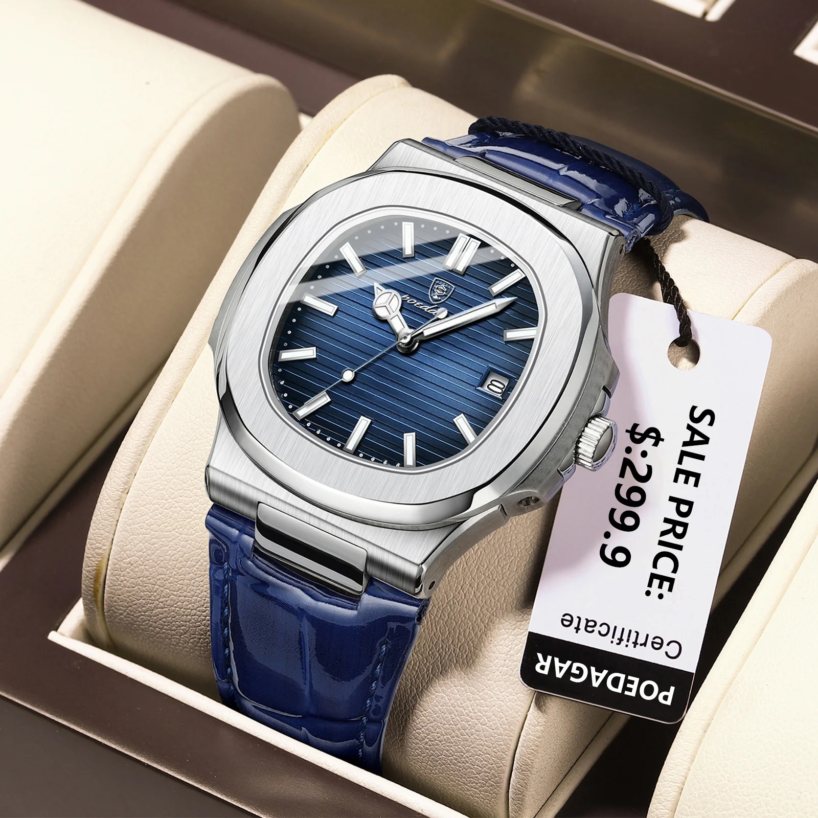 POEDAGAR brand fashionable luxury sports stainless steel quartz men's watch
