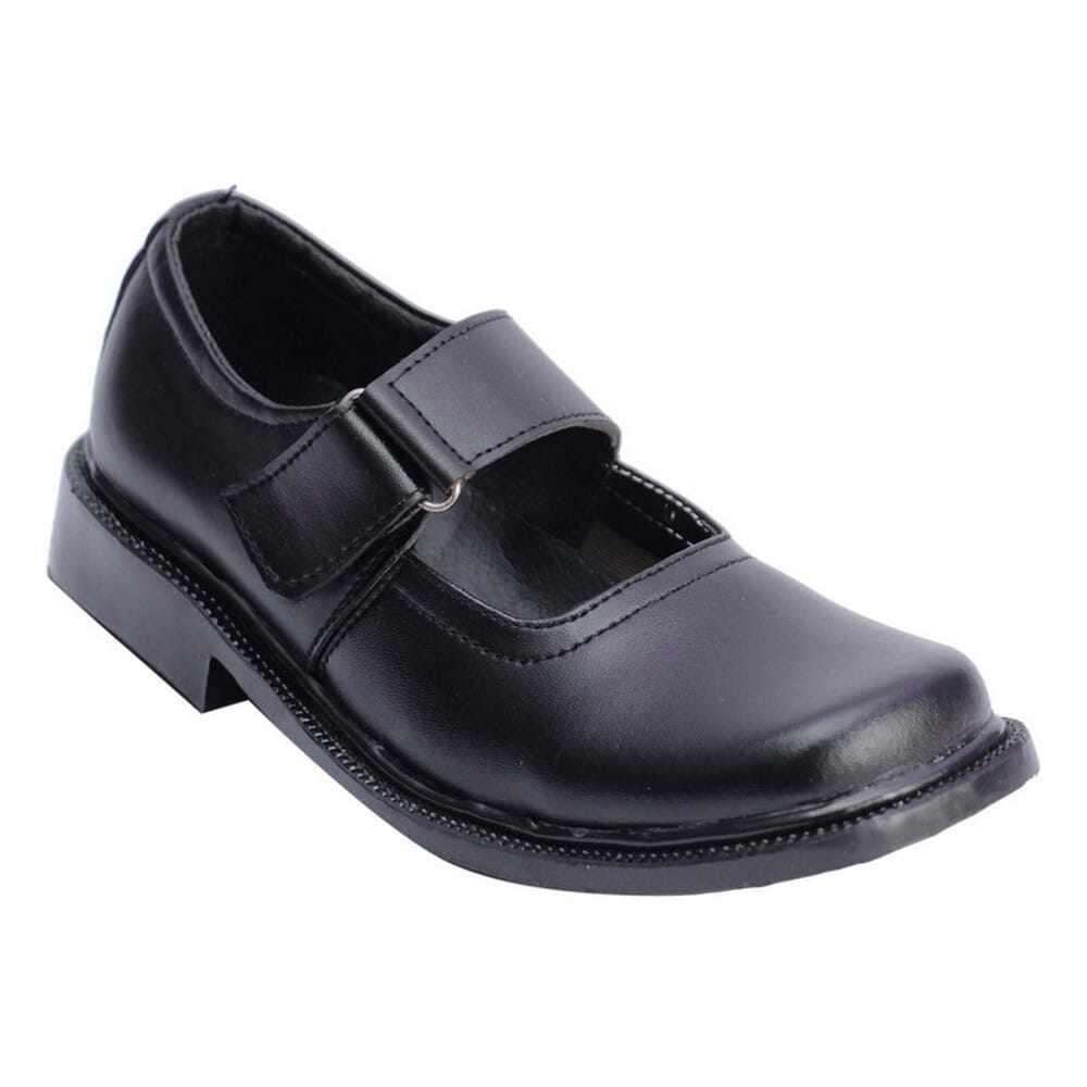 Sunrise Black Plain Belgroup School/College Wear Leather Shoe For Girls
