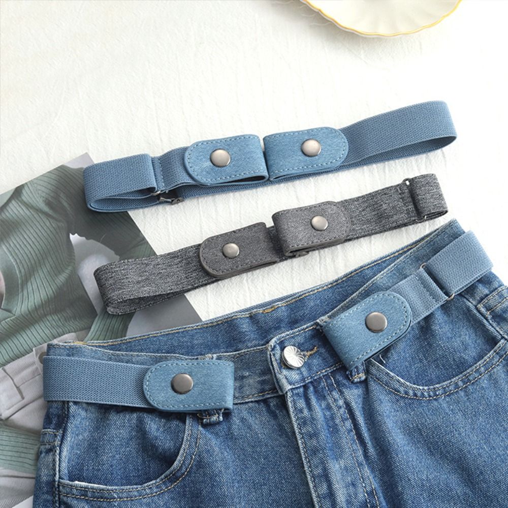 Lazy Belt Without Buckle Elastic Belt Traceless Japanese Decoration Buckle Free Belt Stealth Elastic No Buckle Invisible Belt Ladies Jeans
