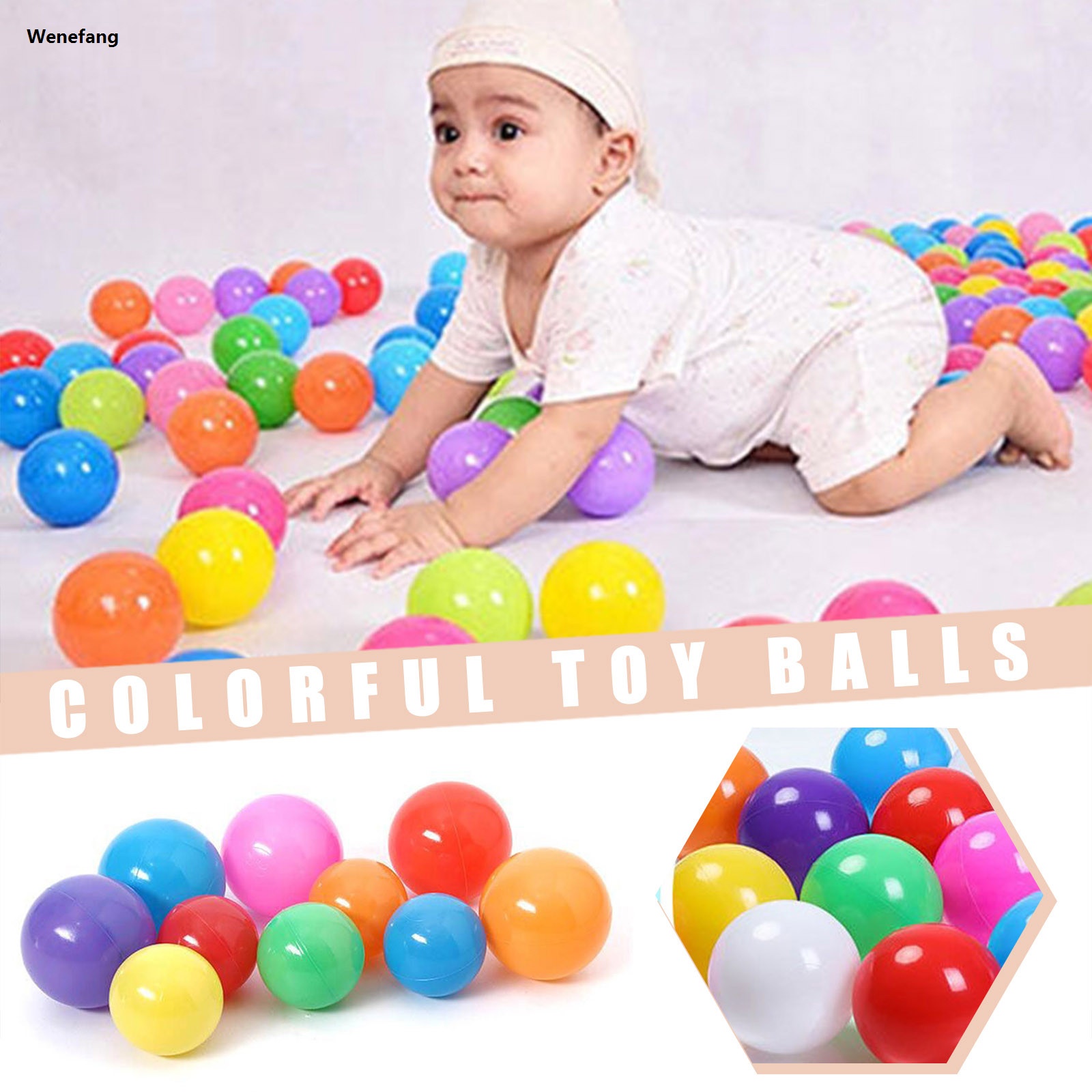 Wenefang 50/100Pcs Eco-Friendly Colorful Ball Pit Soft Plastic Ocean Balls Fashion Water Pool Ocean Wave Ball Outdoor Toys For Children Kids Baby
