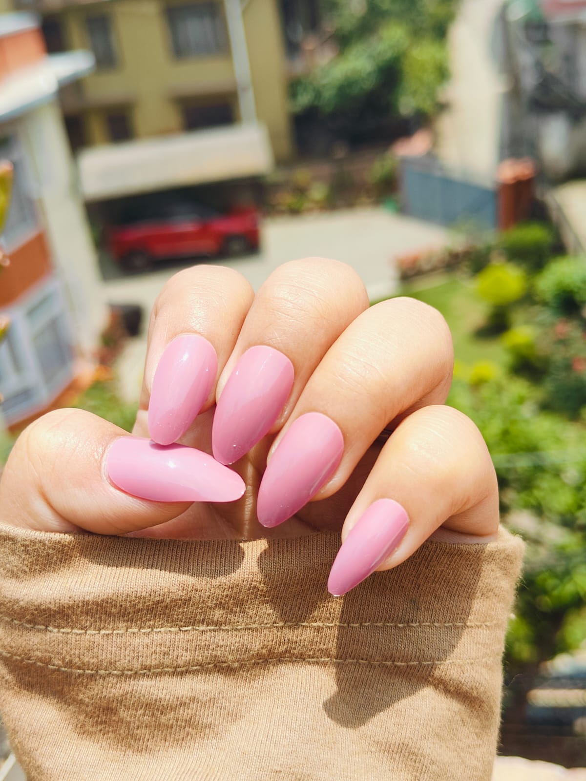 24 Pieces Excellent Quality Reusable Press On Nail Nude Pink Colored Designed Nail Best Gift For Your Female Friend, Suitable For Birthday, Weeding And Party Wear Comes With Manicure Set