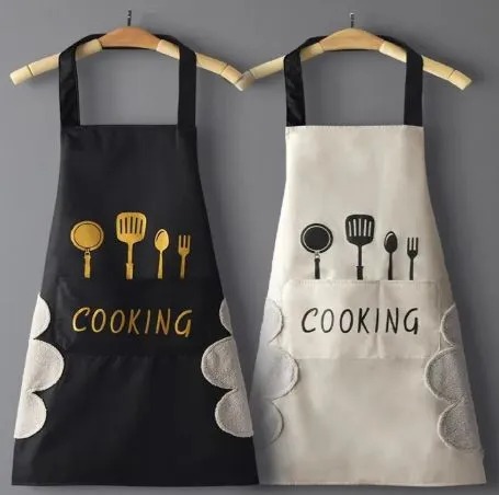 Waterproof stain home kitchen cooking waist New style Korean creative cute bear hanging neck towel apron oversleeve