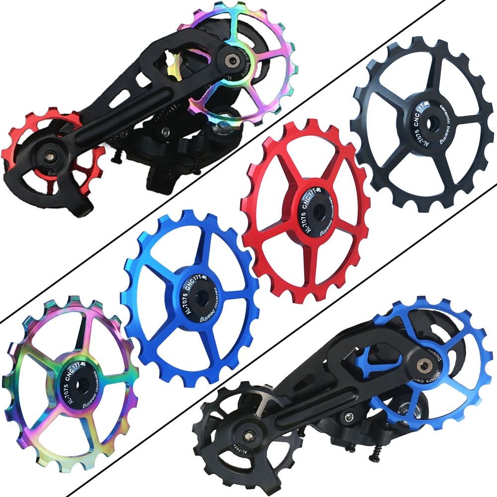 Aluminum MTB Jockey Wheel Rear Guide Wheel Transmission Accessories Guide Cycle Bicycle Rear Pulley Bike Rear Derailleur Bike Ceramic Bearing Guide Bike Jockey Wheel