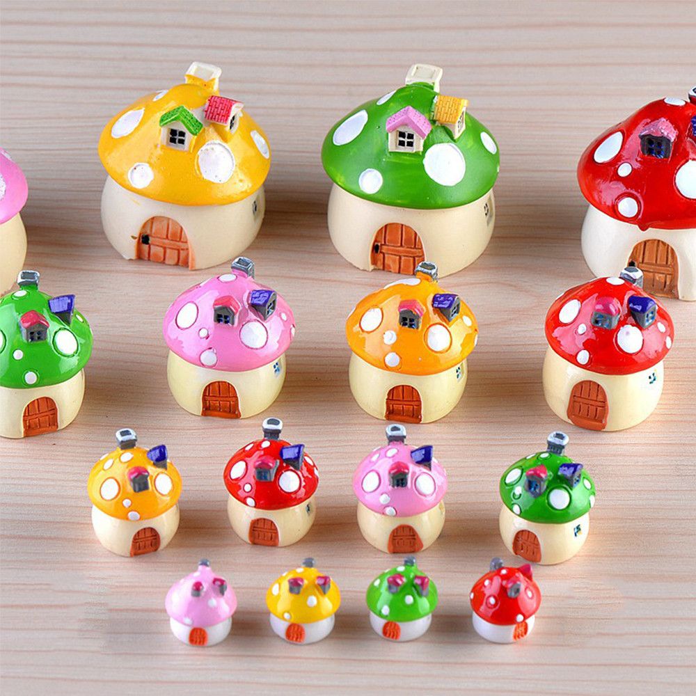 Cute Terrarium Fairy Mini Mushroom House Micro Landscape Craft Decorations Garden Accessories