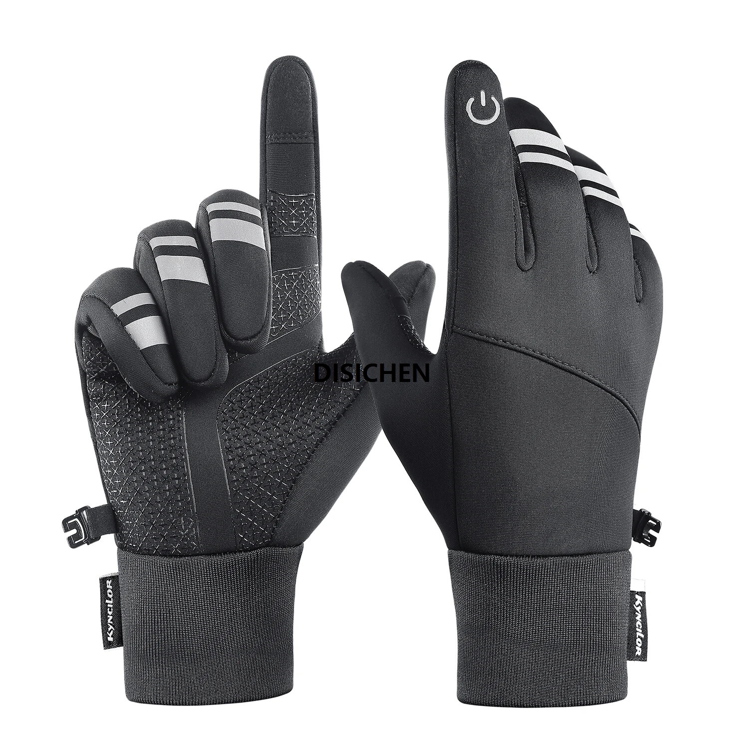 DISICHEN Outdoor Winter Warm Cycling Gloves Black Windproof Touchscreen Bicycle Gloves Camping Hiking Sport Running Motorcycle Gloves Men Luxury