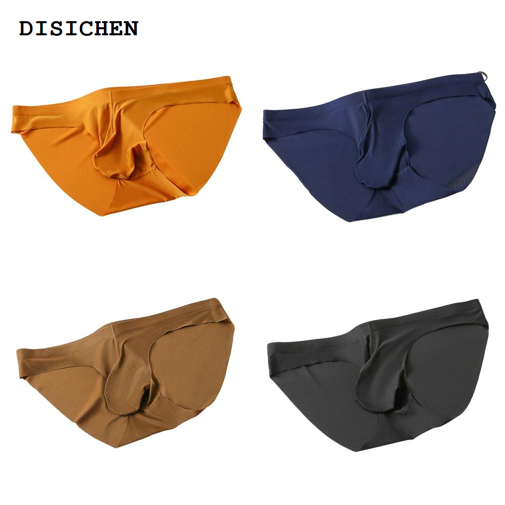 DISICHEN Luxury Men Briefs U Convex Solid Color Seamless Men Underpants Ice Silk Mid-Waist Moisture Wicking Male Underwear Intimate Clothes