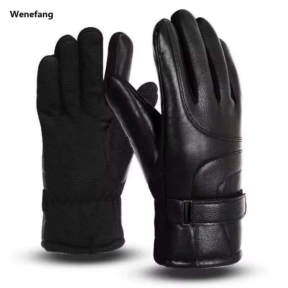 Wenefang Motorcycle Rider Equipment Gloves for Winter Men's Big Seven Touch Screen Leather Gloves for Men Warm Windproof Anti Slip