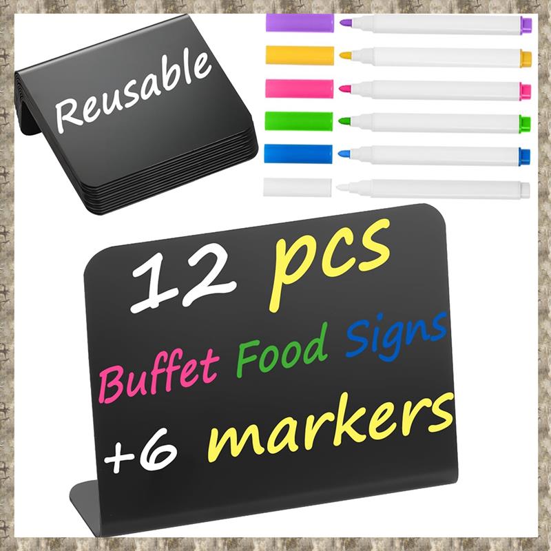 12 Pack 4 x3inch Small Food Labels for Party,Buffet Food Signs