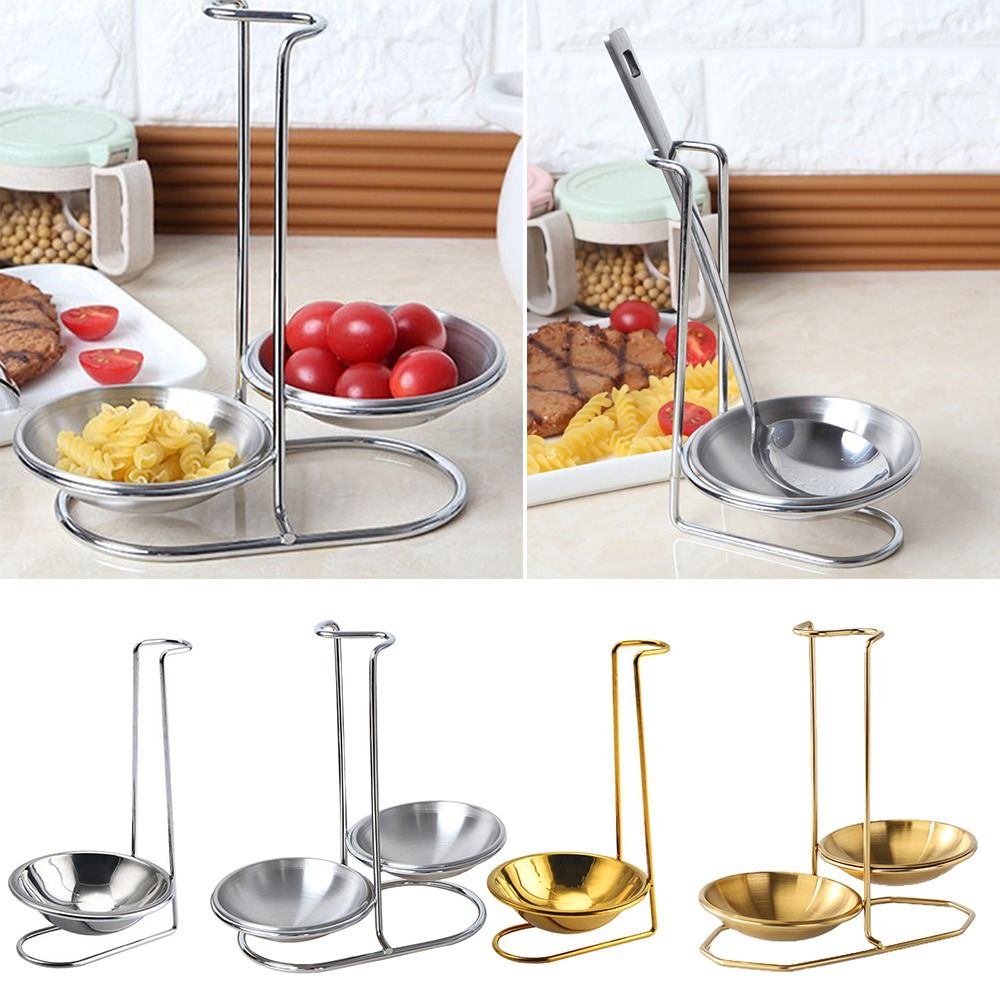 Creative 304 Stainless Steel Kitchen Accessories Tableware Storage Shelf Single/Double Ladle Soup Spoon Rest Stand Spoon Utensil Rack