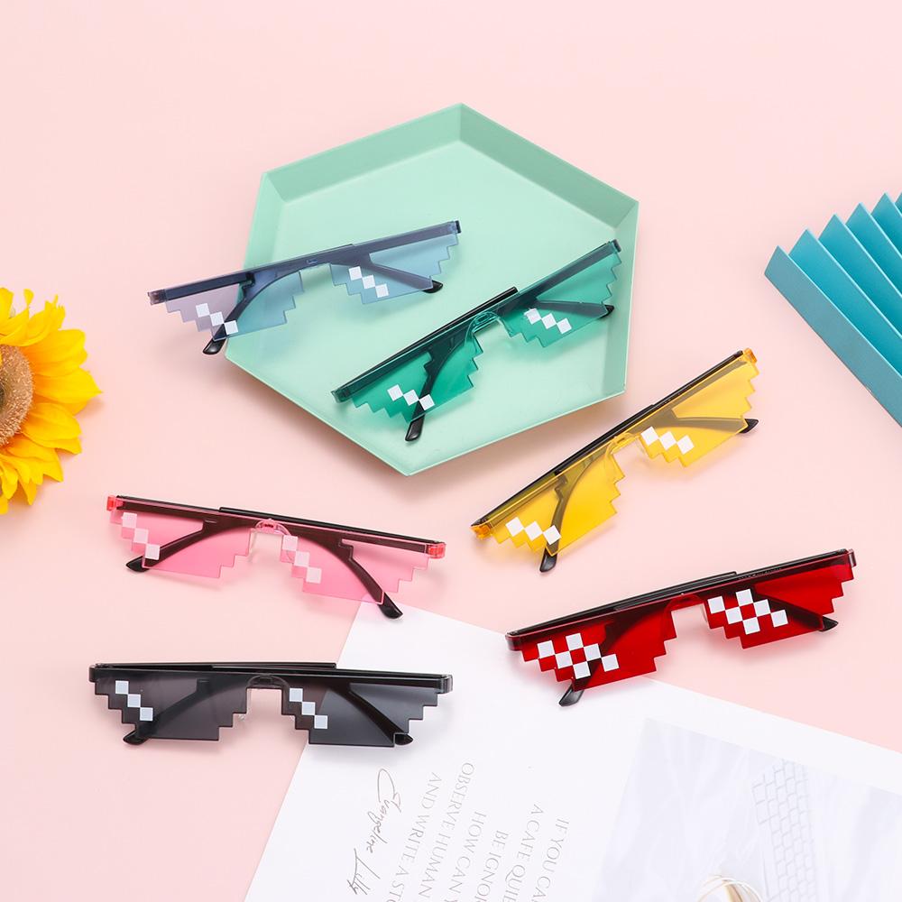 Gift Halloween Men & Women Shades Pixelated Mosaic Glasses Gamer Robot Sunglasses Party Glasses