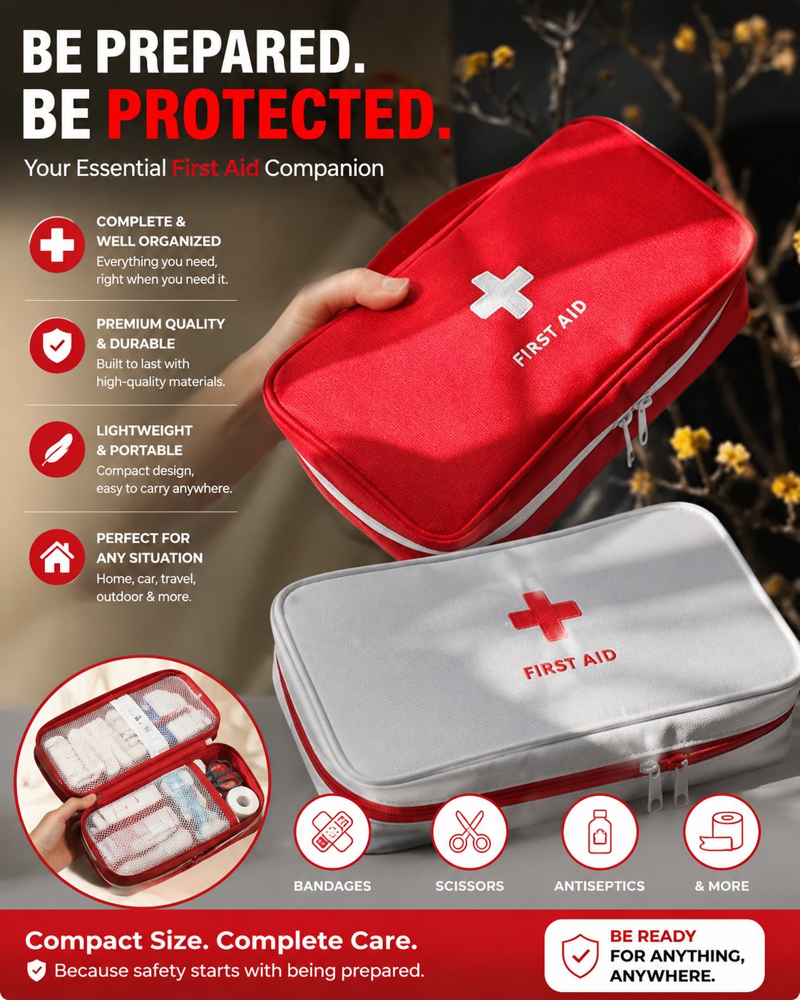 Brand New Outdoor First Aid, Emergency Travel Survival Rescue Medical Kit, Very Durable