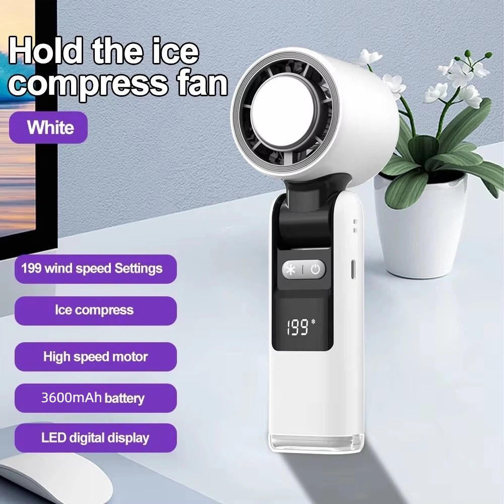 Multi-functional High Speed Handheld Turbo Fan LED Display Adjustable Speeds Mini Fan 199 Adjustable Gears Rechargeable Small Electric Fan Travel