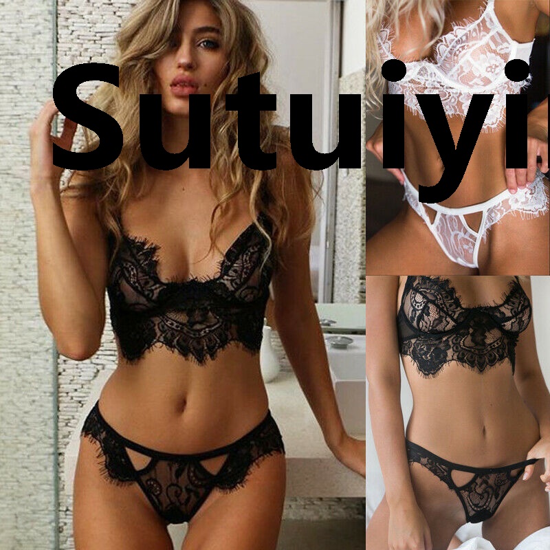 Sutuiying women Lady Lingerie G-String Thong Underwear Lace Top Cami Tank Set New2020 GENGLI