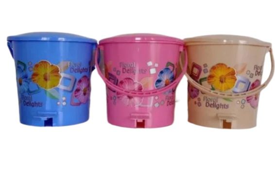 1 Piece of Plastic Floral Design Pedal Dustbin Premium For Room Kitchen Bathroom Restaurant 10" x 9" Trash Can