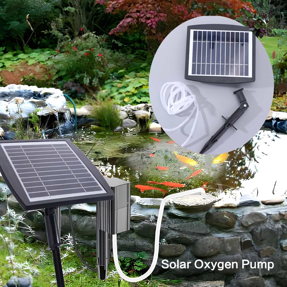 Oxygenation Device 3W Solar Oxygen Pump 2600mAh Lithium Battery Durable Aquarium Oxygen Pump Low Noise High Efficiency Air Pump Oxygenator Pool Pond
