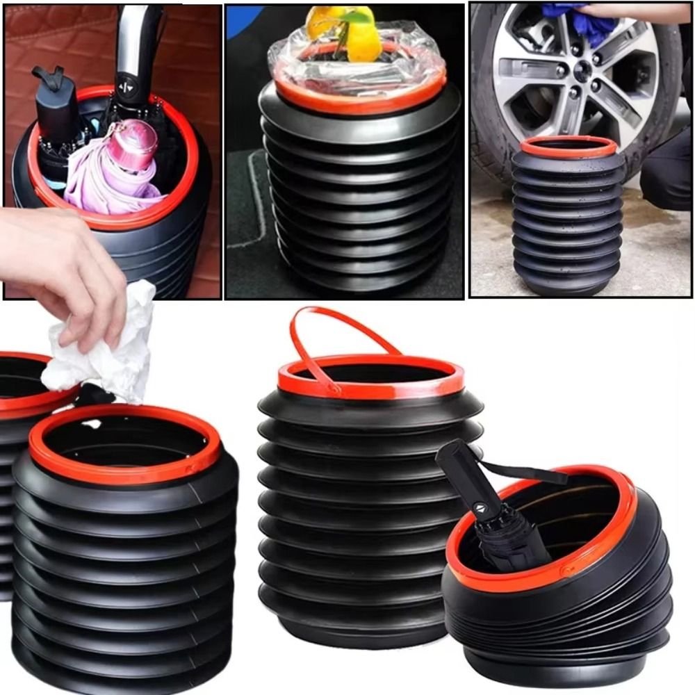 Durable Foldable Car Trash Can Mini Retractable Garbage Storage Box 4L Portable Folding Bucket Auto Interior Accessories