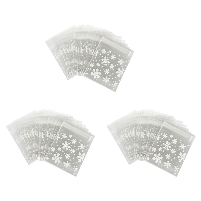 fasdaga 300 Pcs Sachets Pouches White Snowflake Packaging Bag for Cookies Christmas Candies