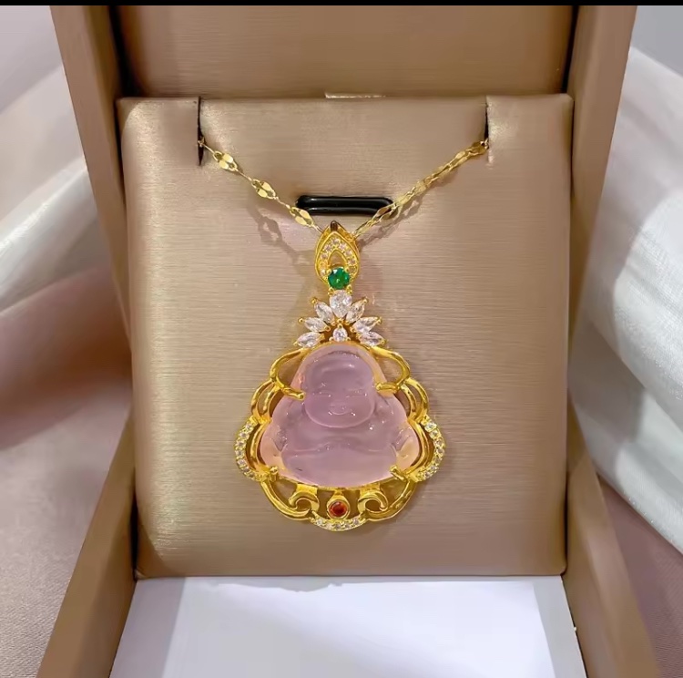 Masala Beads Jade Laughing Buddha Pendant Necklace For Women - Fashion | Necklace For Women | Jewels |