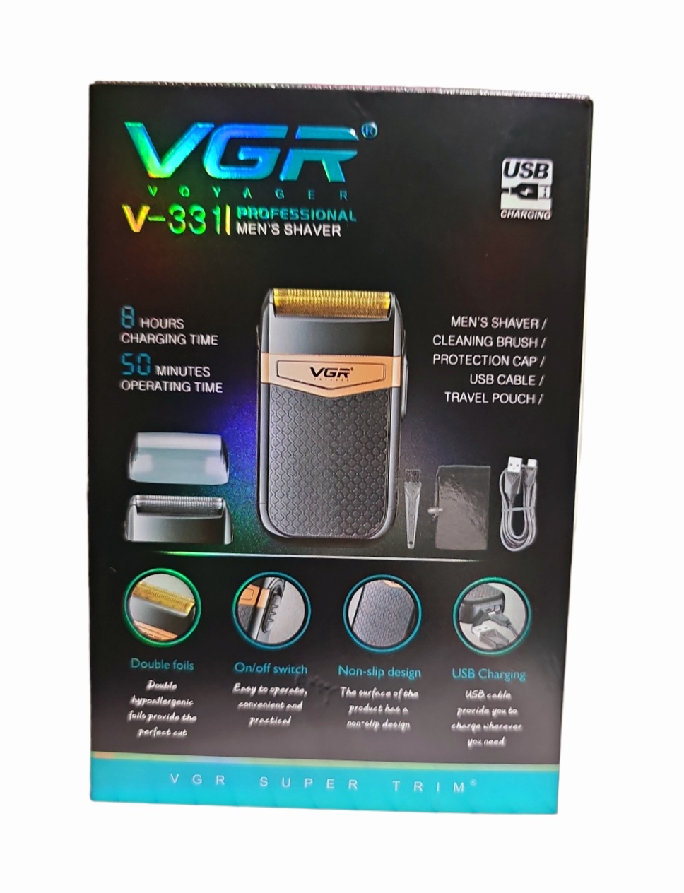 VGR V-331 USB Rechargeable Electric Shaver for Men Household Mens Cordless Foil Blead Shaver Shaving Machine By Shophill