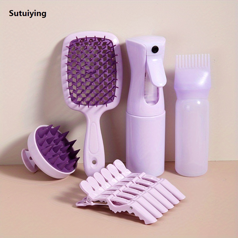 Sutuiying 10-Piece Hair Brush Set Detangling Brush Set Scalp Massage Hair Comb Luxury Green Adjust Octopus Curly Comb Hair Clip for All Hair Type