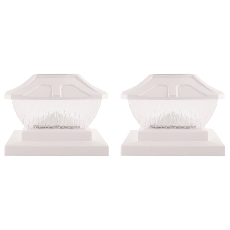 OUMERY Solar Post Cap Lights Outdoor - 2 Pack 2 Modes Solar Deck Fence Lights, IP65 Waterproof Solar Powered Light Posts White