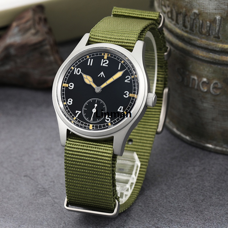 Linman Militado D12 Retro Quartz Watch Men VD78 Movement Domed SappProfesional hire Crystal Wristwatch 100m Waterproof Luminous 36mm Watches