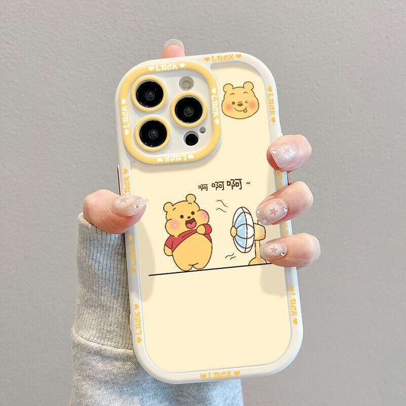Fun Winnie the Pooh suitable for iPhone 16 plus, Apple 15 phone 14pro puff case, 13 all inclusive, 12 soft, 11 new models, xsmax trendy, Huawei, Oppo, Honor, vivo, Xiaomi, Redmi, iQOO