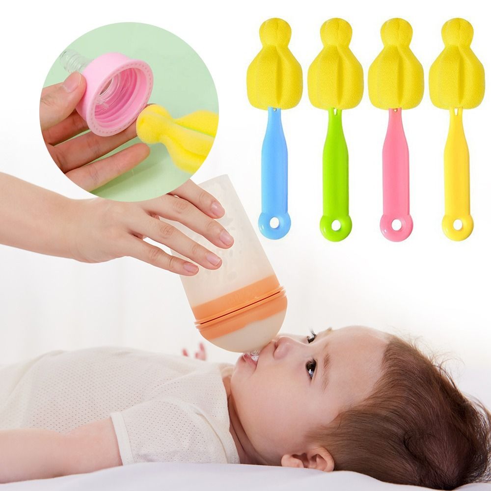 Feeding Cup Nipple Cleaning 360 Degree Baby Bottle Brush Handheld Portable Nipple Pacifier Brush Soft Multifunctional Sponge Brushes