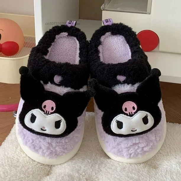 ( Black/Purple/36-37 ) Children Winter Thick Slippers Kids Cotton-padded Shoes Baby Indoor Warm Slippers Girls Cute Cartoon Rabbit Animal Shoes Slides Bles Online DZ-20A-29