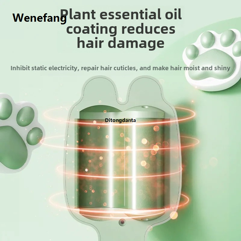 Wenefang Accessories Tools Salon Roll Fluffy Fur Wave Short Curling Iron Caterpillar Cat Paw 32mm Wool Plywood