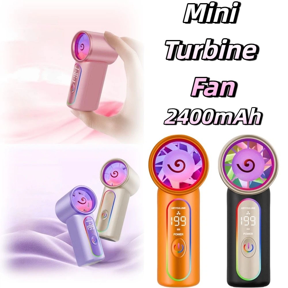 Portable Lightweight Mini Handheld Fan Mini Size Powerful Turbo Airflow Rechargeable Fan Rechargeable Compact Design Powerful Turbo Fan Travel