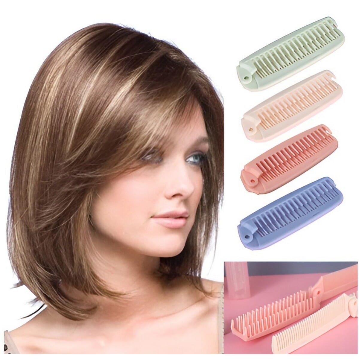 Portable Folding Comb Hair Brush Anti Static Combs Travel Hair (1 Piece)