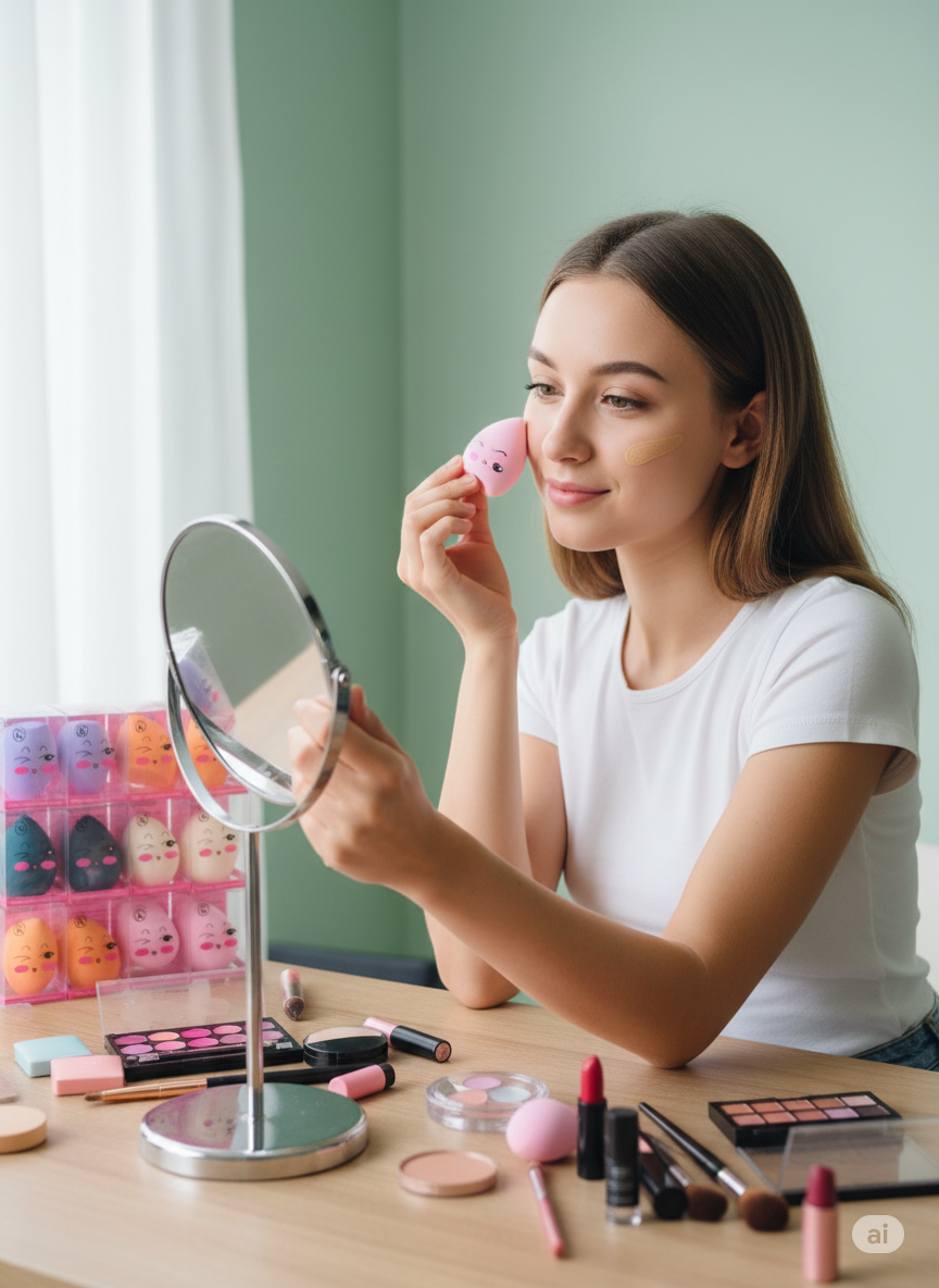 1 Piece Multicolor Beauty Blender - Soft, Flawless Makeup Sponge for Smooth Foundation & Blending Perfection By Aichun Beauty