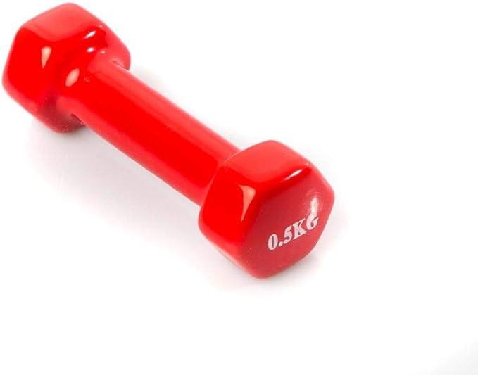 0.5kg Dumbbells for Home Gym, Anit-Slip Flat Bottom Vinyl Dumbbells, Fixed Weight Dumbbells, Gym Weights, Dumbbell Weights (1 Pair)