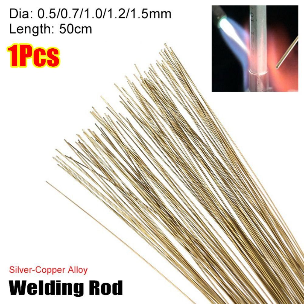 1Pcs New Easy Solder Silver Welding Rod Silver-Copper Alloy 0.5mm 0.7mm 1.0mm 1.2mm 1.5mm Soldering Wire 50cm Length Brazing Stick Welder Tool for Jewelry Making Repair