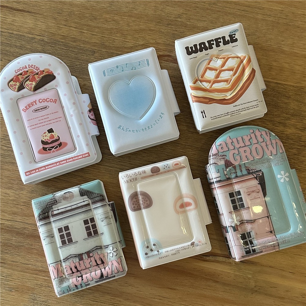 Cute Japanese Style Card Album PVC Mini Idol Card Collect Book with 16 Internal Pages 3 Inch Postcard Book Unisex