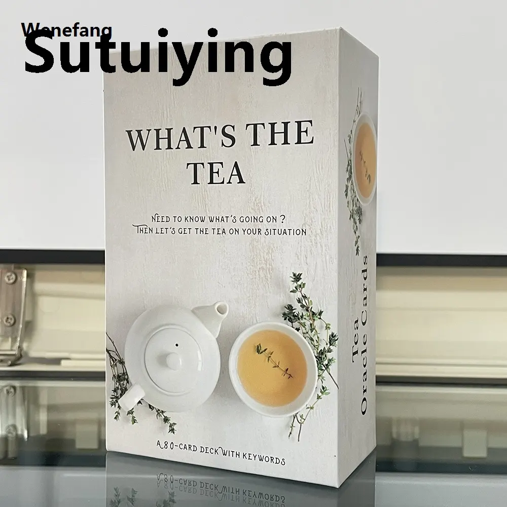 Wenefang Sutuiying What Is The Tea Oracle Cards 400 GSM PAPER Fortune Telling Original Toys 2025 Prophecy Divination 80-cards English Version Tarot Deck - image 1