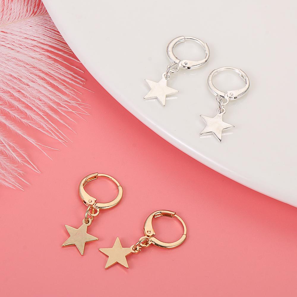Fashion Gold Silver Color Jewelry Ear Piercing Huggie Hoop Earring Small Star Charms Ear-cuffs