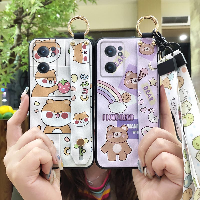 Wrist Strap ring Phone Case For OnePlus Nord CE2 5G Lanyard Anti-knock Durable Waterproof Soft case Cartoon Kickstand