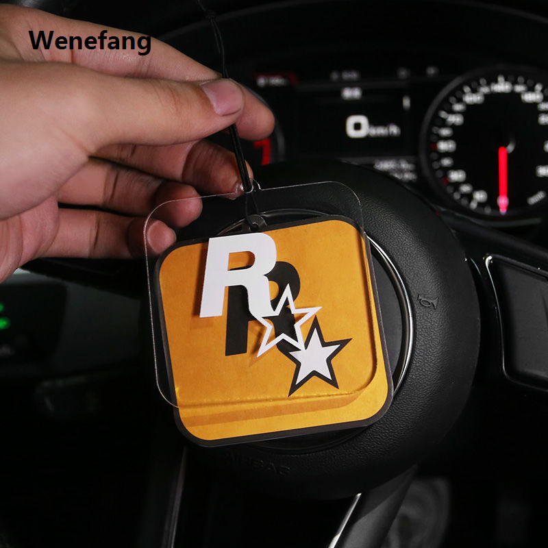 Wenefang New 2pcs Car Freshener Pendant R-Letter Star-Pattern Gta Car 2025 New Interior Perfume Fragrance Card Car Accessories Interior