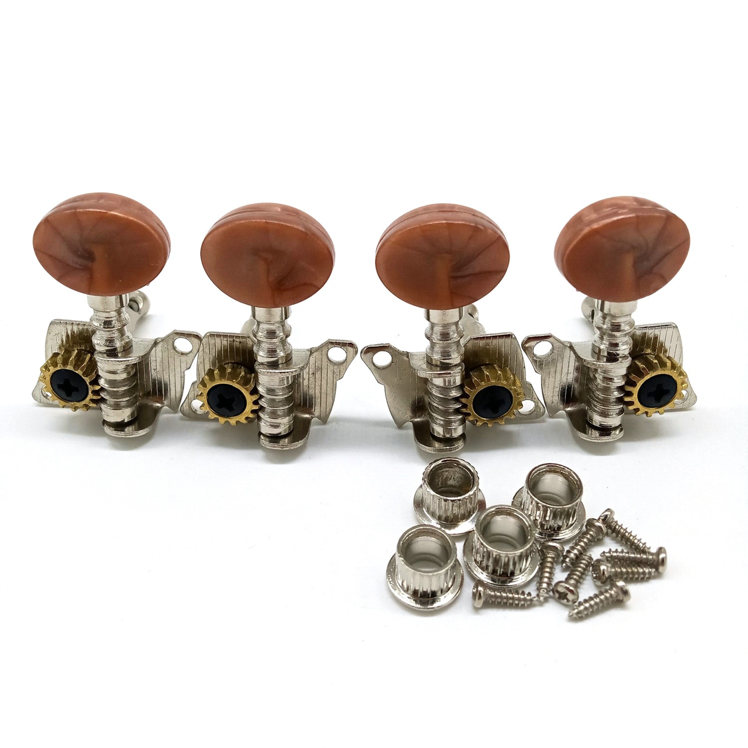 2R2L Metal Ukulele Locking String Tuner Guitar Tuning Peg with Brown Head Pegs for Ukulele Guitar Part