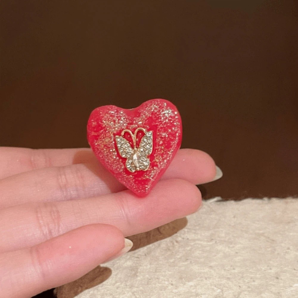 Trendy Multi-color Open Ring Butterfly Y2K Cute Resin Ring Colorful Bow Geometric Square Ring Jewelry