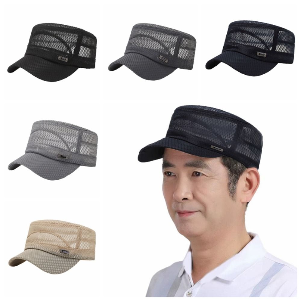 【100%-New】 Letter Men's Fishing Cap Fashion Transparent Sun Protection Summer Baseball Cap Peaked Cap Hollow Outdoor Sun Hat Summer/Spring