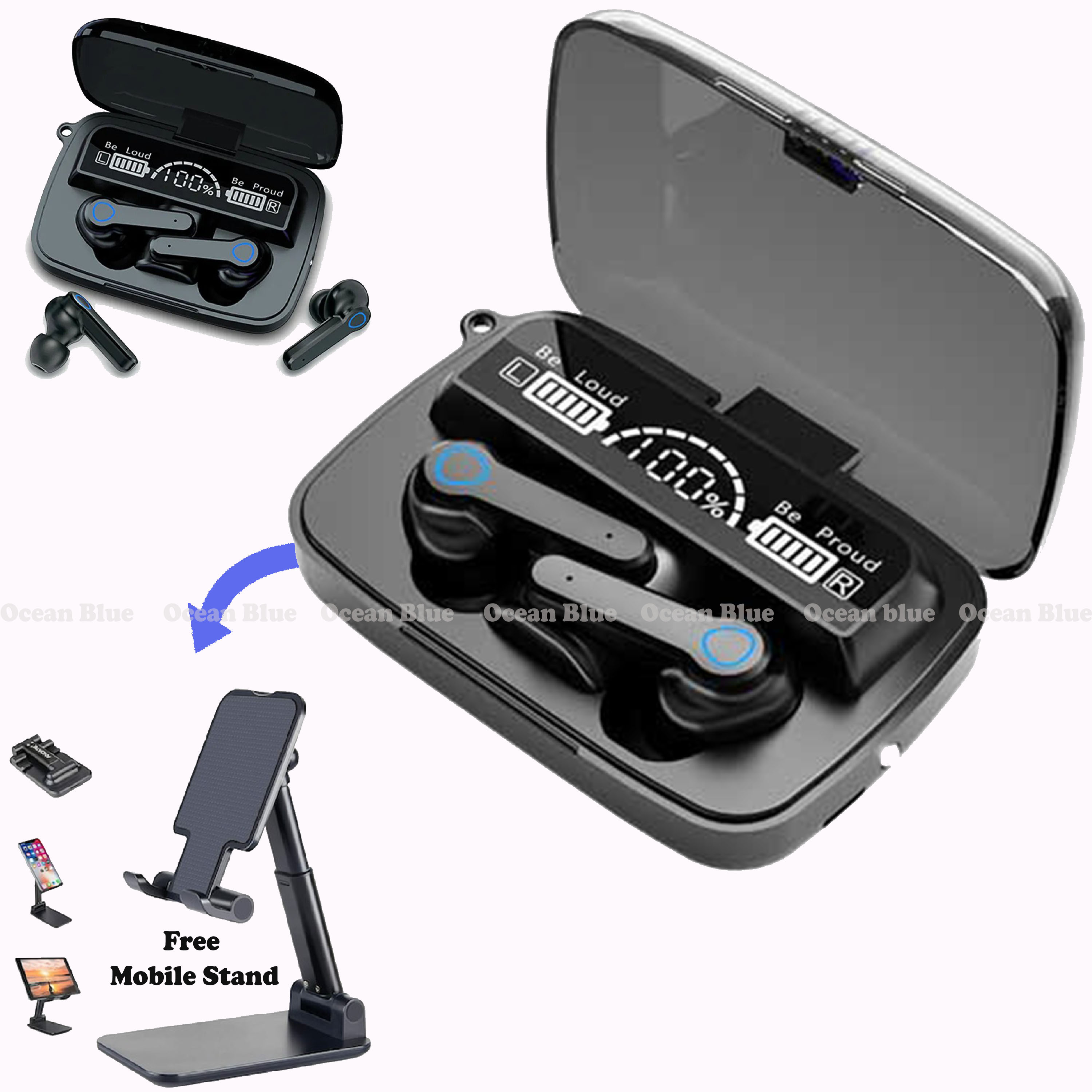 M19 TWS Earbuds Wireless Bluetooth 5.3 Earbuds With Led Display With Flashlight Bluetooth Earbuds with Mobile Stand