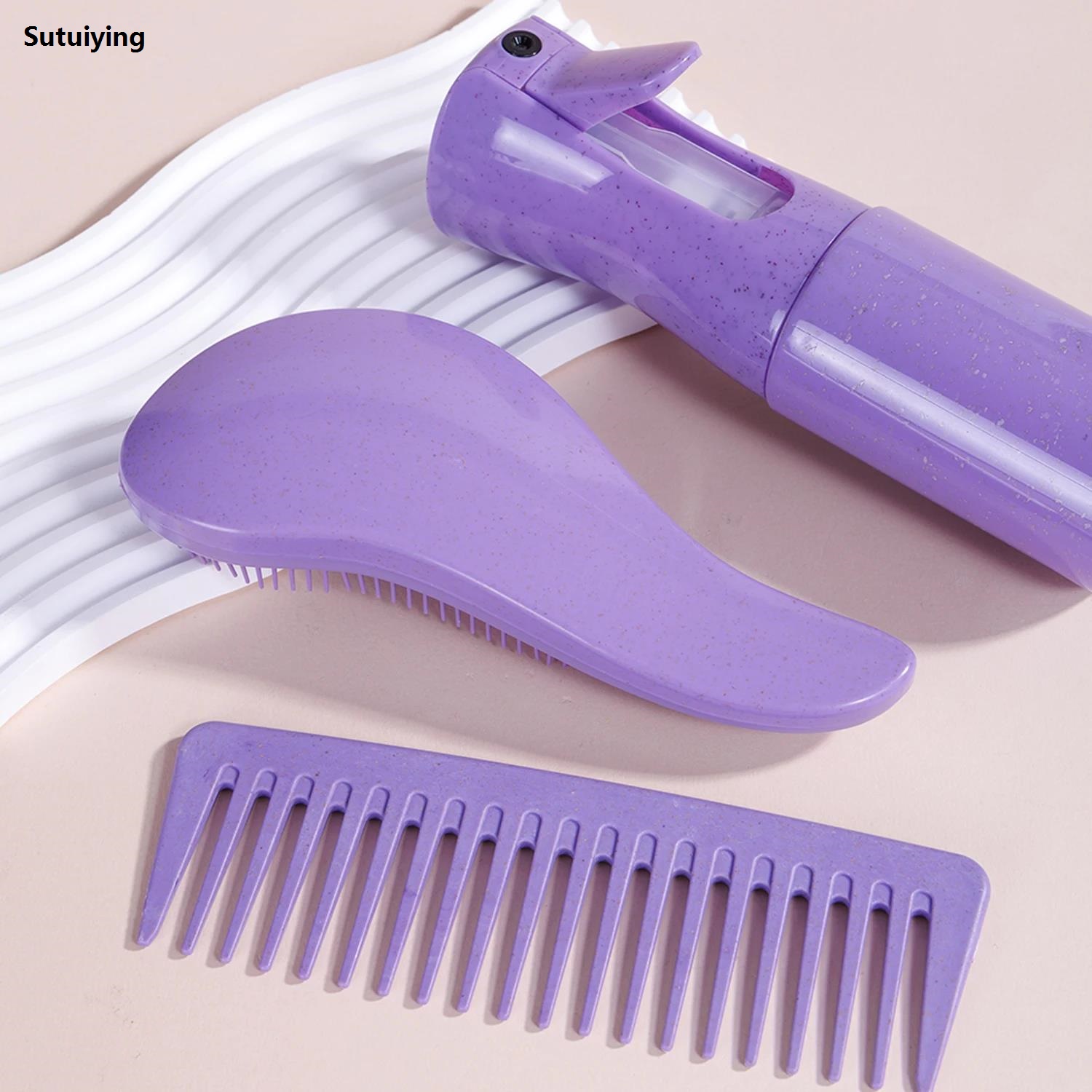 Sutuiying 3pc Hair Styling Set: 200ml men Bottle Anti-static Mini Magic Detangling Luxury Comb Wide Toothed Comb Salon Barber Hair Styling Tool